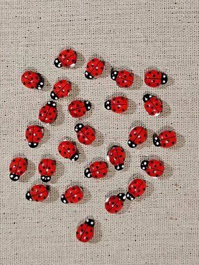 25 Pcs Small Cute Red & Black Lady Bugs Decorative Push Pins Bulletin Board Pins